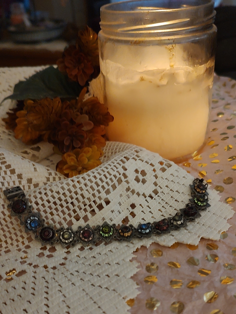 Multi-Color Floral Crystal Bracelet - Women Jewelry